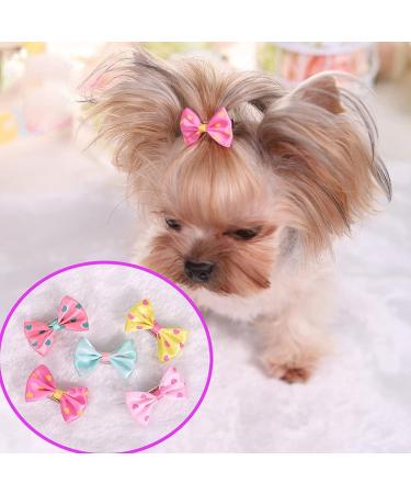 aoozleny Pet Hair Clips  30pcs 3.5CM/1.37 inches Bowknot Bows Dots Pet Hair Clips for Dog Cats Puppy Random Color - Buy Online on GoSupps.com