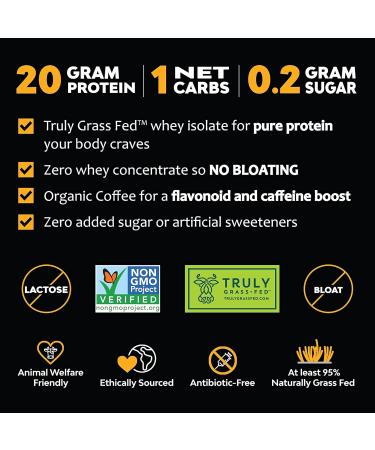 MariGold High Protein Coffee - Iced Vanilla Latte | 20g Grass-Fed Whey Protein Isolate | Energy Boost & Workout Fuel | Non-GMO 1 Net Carb 15 Servings - Buy Online on GoSupps.com