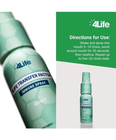 4Life Transfer Factor Immune Spray | Mint Flavor Immune Support with Zinc & Colloidal Silver | 1.7 oz Mouth & Throat Spray - Buy Online on GoSupps.com