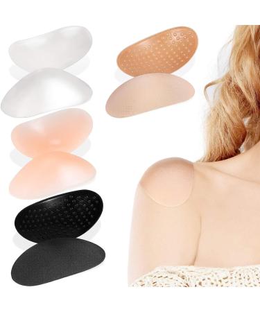 4 Pairs Shoulder Push-up Pads Soft Silicone Adhesive Shoulder Pads Anti-Slip Enhancer Shoulder Pads for Women (Black Flesh Color Transparent Transparent Flesh Color)