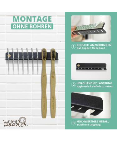 Toothbrush Holder with Dental Sticks Donor Black | Made in Germany | Fits Electric & Normal Toothbrush Heads | Bathroom Organizer - Buy Online on GoSupps.com