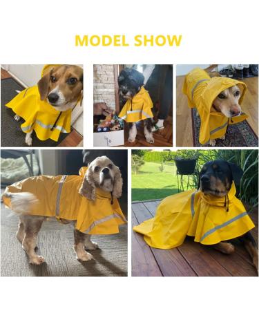 Adjustable Rapid Drying Dog Rain Coat with Hood - Waterproof Pet Jacket for Lurcher Bulldog Cavapoo - Yellow XL 23.6 - Buy Online on GoSupps.com
