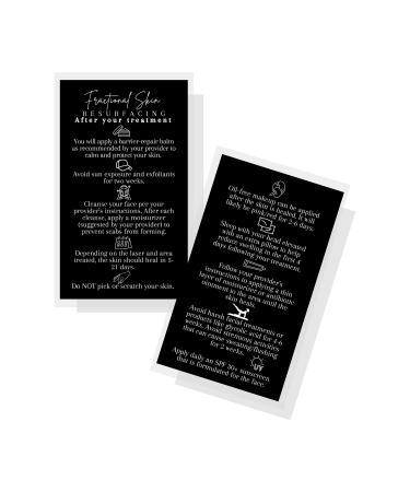 Fractional skin post-treatment card for post-treatment 50 pieces 5.1 x 8.9 cm business card laser therapy accessories black and white design