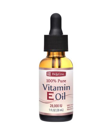 De La Cruz Vitamin E Oil for Face 28,000 IU - No Preservatives, Artificial Colors or Fragrances, Made in USA 1 FL. OZ.