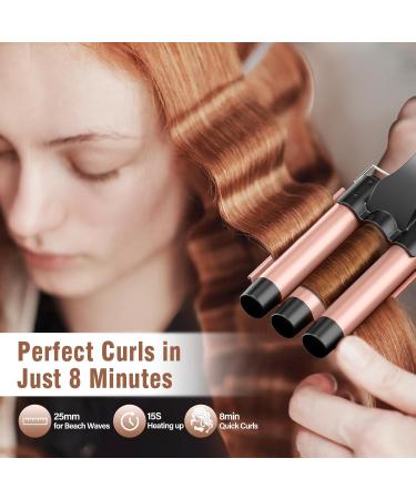BESTOPE PRO Waver Curling Iron - 3 Barrel Hair Crimper Iron Set Fast Heating 5 in 1 Curling Wand Ideal for All Hair Types Includes Clips & Storage Bag - Rose Gold - Buy Online on GoSupps.com