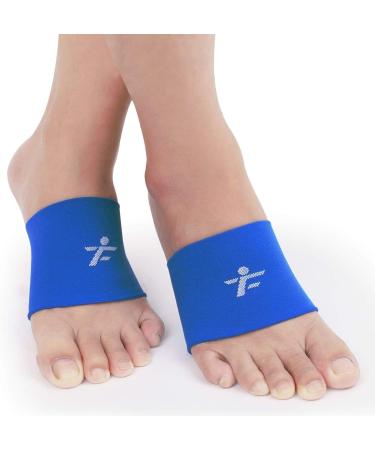 Compression Arch Sleeves, 1 Pair, Multiple Colors for Men Women, 20-30mmHg Plantar Fasciitis Brace for Pain Relief, Patent Seam - More Comfort Support for Foot Care, Heel Spurs, Flat Feet, Blue S Small: 8.5 - 10" Arch Circ
