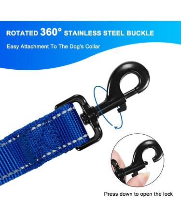 DOKI Reflective Double-Sided Nylon Dog Lead with Padded Handle - 1.2m Strong Leash for Small, Medium, Large Dogs (3.9FT Blue) - Buy Online on GoSupps.com