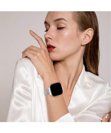 Meliya Metal Slim Bands for Fitbit Versa 2 / Versa / Versa Lite - Stainless Steel Replacement Bands for 6.7-8.7 Wrists - Silver - Buy Online on GoSupps.com