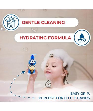 Avengers Children Hair and Body Wash 2 in 1 Bubble Bath and Shampoo with Dispenser Suitable for All Hair Types and Dry Sensitive Skin and Scalp 300 ml Blue - Avengers - Buy Online on GoSupps.com