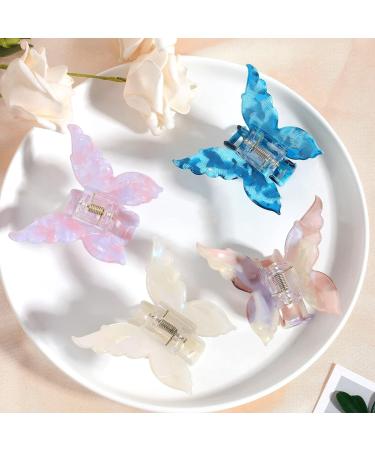 4PCS Tortoise Shell Butterfly Hair Claw Clips - 2.5inch Beautifly Styling Accessories for Women | Thick and Medium Hair | Hair Clips Gift Set - Buy Online on GoSupps.com