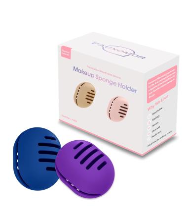 Fauxomor 2-Pack Silicone Make-up Sponge Holder | Breathable Travel Bag for All Sizes | Sustainable & Portable Cosmetic Tool - Blue & Purple - Buy Online on GoSupps.com