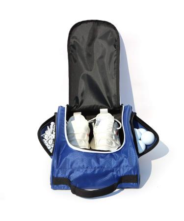 Golf Shoe Bag for Men and Women, Outdoor Zippered Carrier Shoe Bags with Ventilation and 3 External Pockets for golf accessories, Great Golf Gift for Men or Women(Blue)