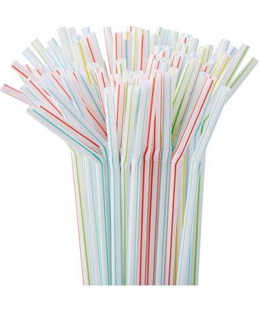 RETYLY 1500 Pcs Flexible Plastic Straws Striped Multi Colored Disposable Straw 8 inch Long - Buy Online on GoSupps.com