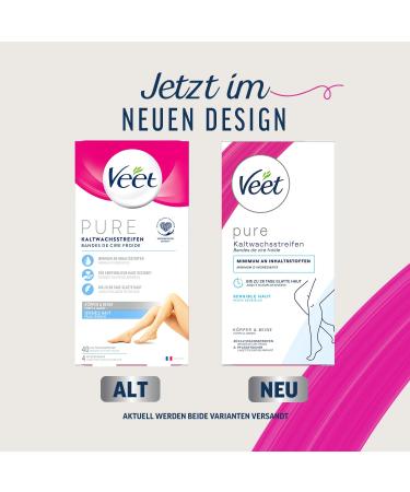 Veet Cold Wax Strips for Sensitive Skin - Easy-Gel Wax Technology for Legs & Body - 40 Pieces (20 Double Strips) - Buy Online on GoSupps.com