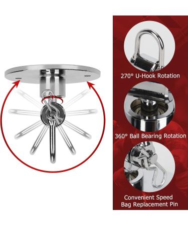 Stainless Steel Speed Bag Swivel with 360 Ball Bearing - Complete Mount Kit for Hanging Punching Speed Bag Platform Stand - Buy Online on GoSupps.com