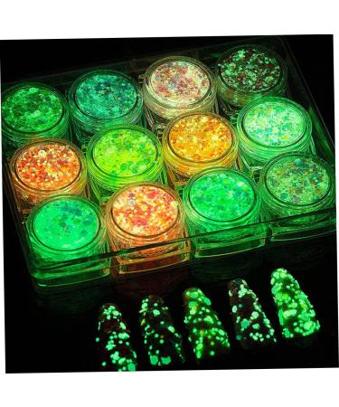 Glow-In-The-Dark Glitter Set | 12 Luminous Colors for Body Face & Hair | Self-Adhesive UV Black Glitter | International Shipping Available - Buy Online on GoSupps.com