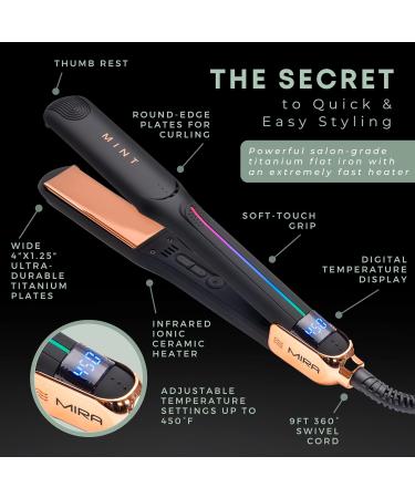 Professional Series MIRA Titanium Flat Iron | Best Hair Straightener & Curling Iron for Thick & Fine Hair | Single-Pass 1 1/4 Inch by MINT - International Shipping Available - Buy Online on GoSupps.com