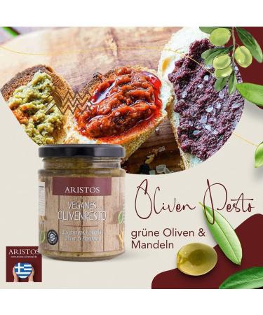 ARISTOS 3x vegan olive sandwich spread with almond pieces tapenade green olive pesto olive paste olive cream 3 x 190g - Buy Online on GoSupps.com
