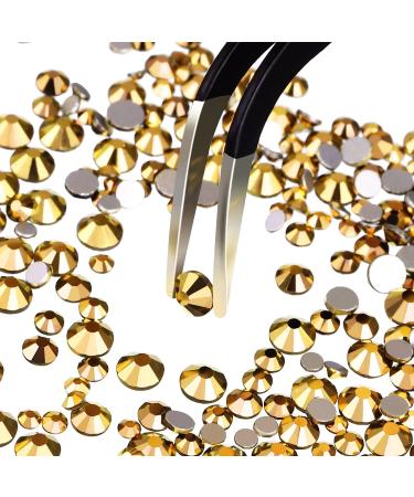 Quesuc 3456 Pieces Nail Crystals AB Nail Art Rhinestones Round Beads Flatback Glass Charms Gems Stones 6 Sizes for Nails Decoration Makeup Clothes Shoes (Gold Mixed SS4 5 6 8 10 12) - Buy Online on GoSupps.com