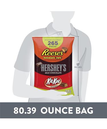 REESE'S, HERSHEY'S, and KIT KAT Miniatures Assorted Milk Chocolate Halloween Candy Variety Bag, 265 Individually Wrapped Pieces, 80.39 oz Bulk Pack - Buy Online on GoSupps.com