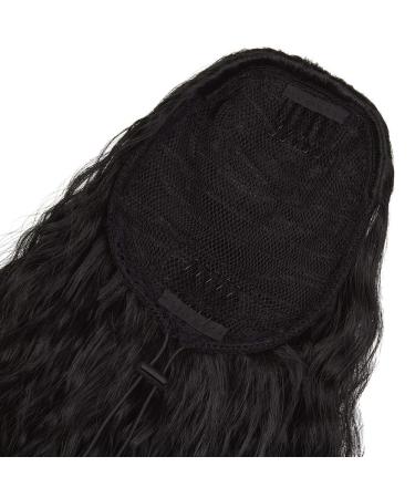 55.9 cm Curled Ponytail Extension - Long Black Drawstring Hair Part for Women | Corrugated Style - Buy Online on GoSupps.com