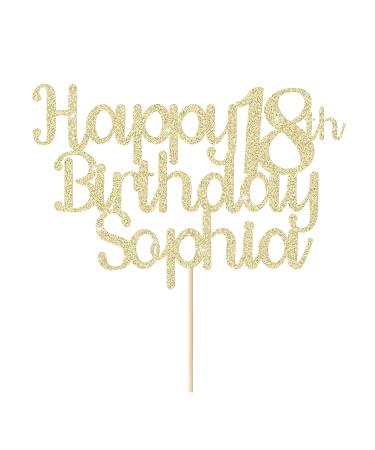 Cake Topper Happy Birthday Cake Topper Personalised Cake Toppers Cake Decorations 11 Colours Glitter Cake Topper for 1st 10th 16th 18th 20th 21st 30th 40th 50th 60th 70th 80th (Champagne Gold)