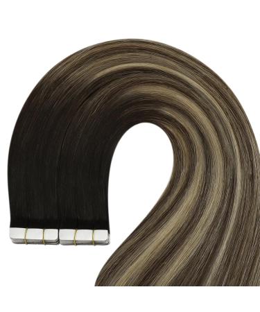 Youngsee Real Hair Extensions Tape Balayage 50cm | Seamless Tape In Remy Hair - Black/Brown/Blonde #1B/4/27 - 50g - Buy Online on GoSupps.com