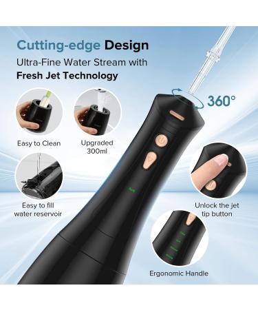 2024 Cordless Water Dental Flosser - 5 Modes 5 Jet Tips 300ML Portable Oral Irrigator | IPX7 Waterproof Rechargeable & Ideal for Home or Travel - Black - Buy Online on GoSupps.com