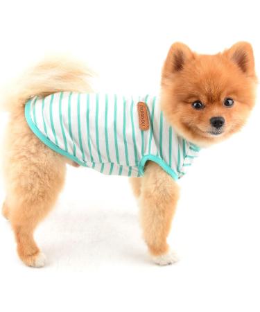 Buy Smalllee Lucky Store Summer Striped T-Shirt for Small & Medium Dogs - Stylish Sleeveless Tee for Yorkies Chihuahuas & Cats in L Green - Buy Online on GoSupps.com