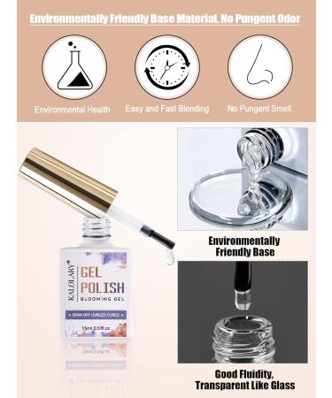 Kalolary Clear Blooming Gel Nail Polish 15ml UV LED Soak Off Nail Art Polish for Spreading Effect Marble Nail Gel Paint Nail Designs for DIY Flower Animal Watercolor Manicure Kit - Buy Online on GoSupps.com