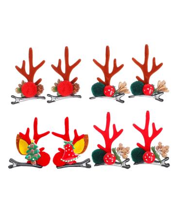 minkissy 8 Pairs Christmas hair clips antler alligator clips hair decoration antler hair barrette duckbill hair clips bill hair clips for women girls costumes Duckbill Hairpins animal