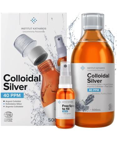 Premium Colloidal Silver 40ppm 500mL Optimal Concentration Formula Smaller Particles Better Results Laboratory Certified Liquid Silver Made in EU Free Spray Bottle to Fill & Ebook Included 500 ml (Pack of 1)
