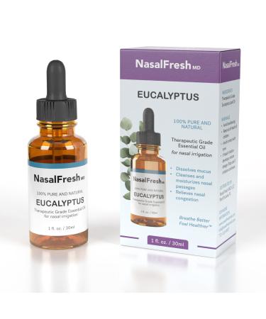NasalFresh MD - Eucalyptus Essential Oil - Nasal Irrigation - Congestion Relief - Nasal Wash Additive - High Grade Essential Oil - Cleanses & Moisturizes Nasal Passages - 1oz