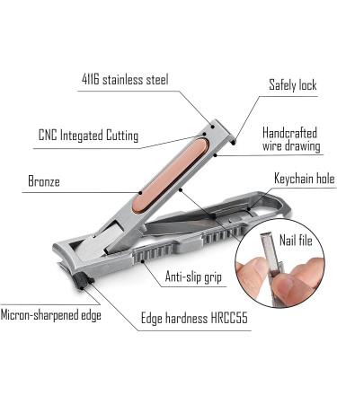 KeyUnity Titanium Foldable Nail Clipper with File German 4116 Stainless Steel Curved Trimmer for Fingernails - Suitable for Travel & Home Use - Buy Online on GoSupps.com