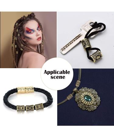 24 Pieces Norse Viking Hair Beard Braiding Beads + 6 Pull Hair Pins & 160 Black Rubber Bands - Gold | Perfect for Bracelets & Necklaces - Buy Online on GoSupps.com