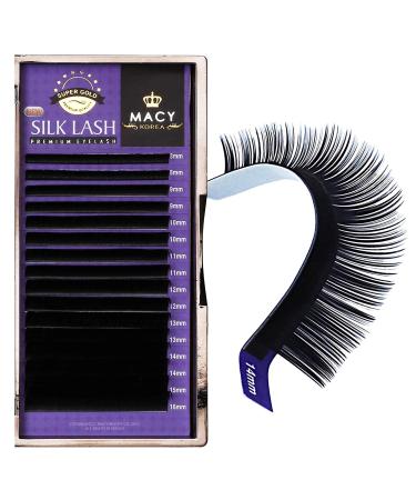 MACY single eyelashes for eyelash extensions silk (silk) eyelashes/lashes - strength (thickness): 0.15mm bend (curl): b length: 10mm - premium macy technology for gloss & deep colors