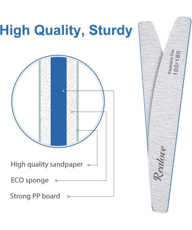 Realove Nail Files 100/180 Grit - Washable Double-Sided Nail Files for Acrylic and Natural Nails (10PCS) - Buy Online on GoSupps.com
