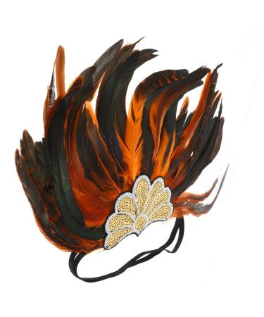 FOMIYES Halloween Headdress Pageant Headband Plume Headpiece for Adult Crown Headdress Headbands Plume Headband Costume Headwear Cocktail Party Supplies Plume Headdress Hair Band for Party 53.00X33.00X1.00CM Orange