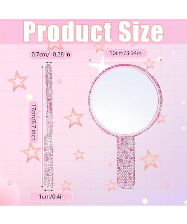 Bucherry 2 Pcs Rhinestone Hand Mirror - Wedding Bling Makeup Mirrors for Women - Pink White Round Design - Buy Online on GoSupps.com