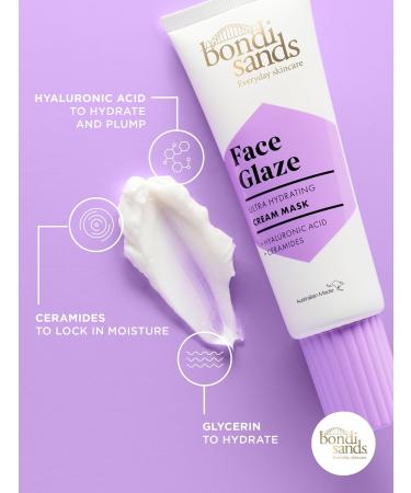 Bondi Sands Face Glaze Hydrating Cream Mask | Enriched with Hyaluronic Acid + Suitable for sensitive skin | Vegan + Cruelty Free |75ml /2.53 Oz - Buy Online on GoSupps.com