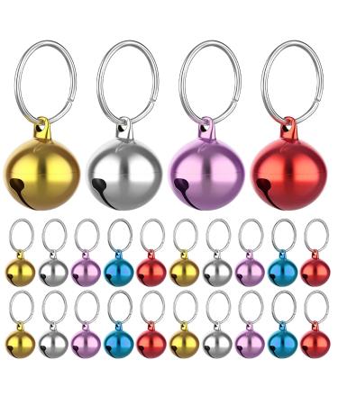 Molain 24pcs Cat Bells with Keyrings- Dog Collar Bells, Training Jingle Bell Collar Pendant Pet Accessories Festival Party DIY Small Bells Mixed Color