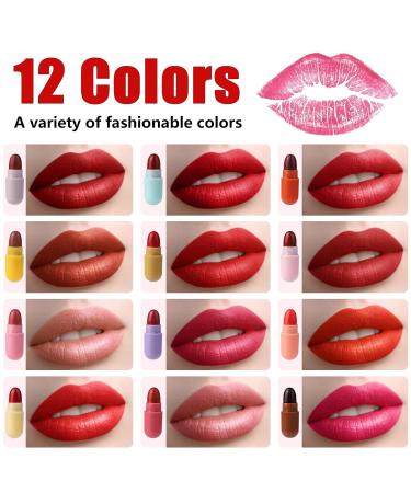 Homeit Lipstick Set for Girls - Waterproof & Portable Mini Lipsticks (12 Colors) in Cute Capsule Form | Matte Finish - Buy Online on GoSupps.com