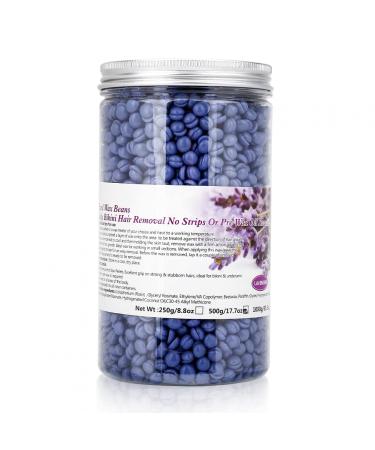 Hard wax pearls 4 flavors depilious hot film hard wax bean body care bikini leg hair remover 500g for hair removal in armpit arm leg (lavender)