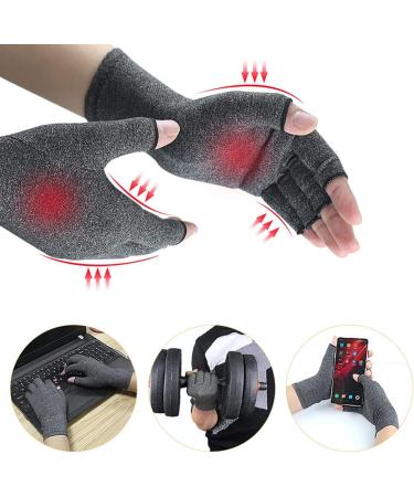 Compression Arthritis Gloves Joint Pain Relief Care Therapy Fingers Large Grey - Buy Online on GoSupps.com