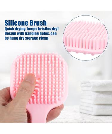 VOCOSTE Soft Silicone Bath Brush - Non-Slip Back Scrubber Shower with Long Handle in Pink for Men and Women - Buy Online on GoSupps.com