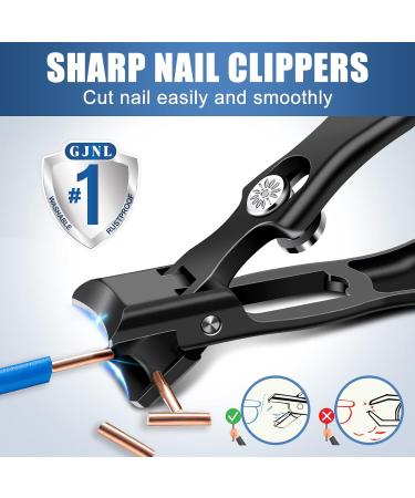 Senior-Friendly Wide Open Toe Nail Clippers for Thick Nails - Heavy Duty Design with Catcher & Nail File - Black No Splash Clippers for Men and Women - Buy Online on GoSupps.com