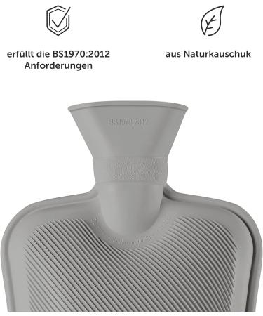 Blum Valley 1.5L Baby Heat Bottle - Soft Fleece Washable Natural Rubber - Cozy Gray Hot Water Bottle for Children - Buy Online on GoSupps.com