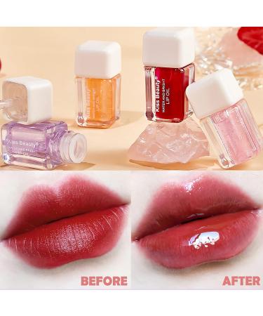 Fruit Pearlescent Plumping Lip Oil | Hydrating Lip Glow Tinted Balm | Long Lasting Nourishing Gloss | Non-Sticky Glitter Shine Primer Lip Tint - Mix - Buy Online on GoSupps.com