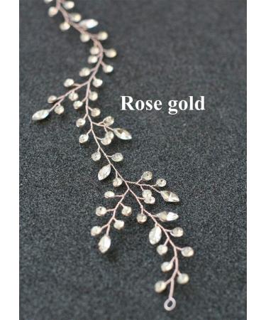 Anglacesmade Bridal Crystal Hair Vine Branch Rhinestone Headband Opal Wedding Headpiece for Bridesmaid Bride Prom Party Festival Hair Weaths for Women and Girls (Rose gold) - Buy Online on GoSupps.com