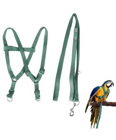 Felenny bird dishes and leash adjustable birdeine indispensable accessories outdoor flight anti-bite Suitable for scarlet-red ara sun conure nymphensittich papagei (green (small))